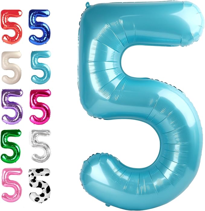 Pearl Blue Number 5 Balloon 40 inch, 5th Birthday Party Balloons Decorations | by Upgesy
