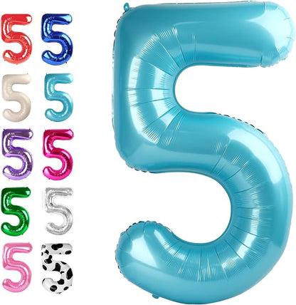 Pearl Blue Number 5 Balloon 40 inch, 5th Birthday Party Balloons Decorations | by Upgesy