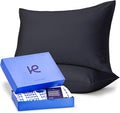 Kickoff Viscose Bamboo Pillowcase, Standard, Set of 2, 100% Organic Hidden Zippered Viscose Bamboo Pillow Case Standard Size, Cooling Pillow Cover for Hot Sleepers (20"x26", Onyx Black)
