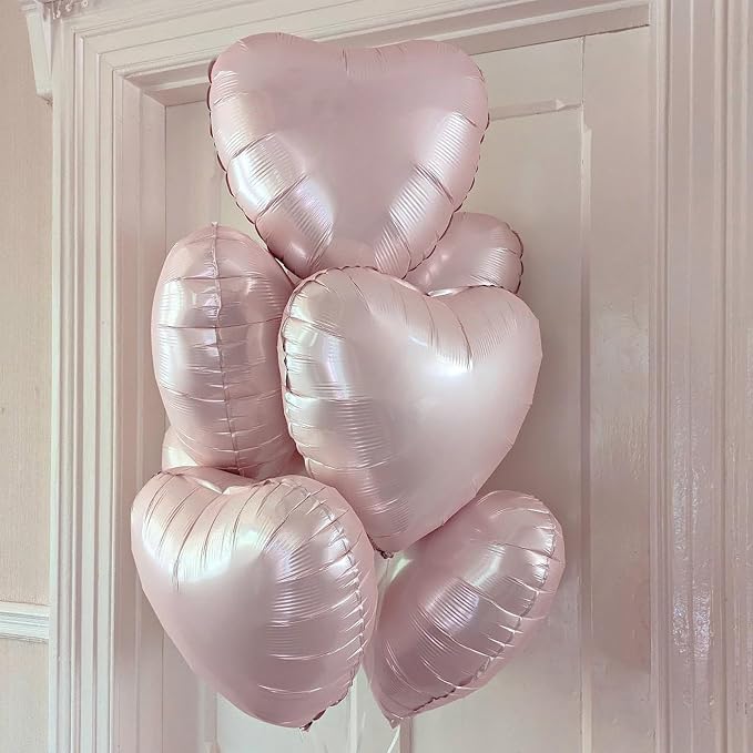 Baby Pink Heart Balloons, 18 Inch Pink Heart Balloons, Pastel Pink Helium Foil - Image 4