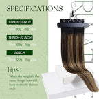 RUNATURE Balayage Clip in Hair Extensions Real Human Hair, Remy Hair Extensions Clip Ins, Short Human Hair Clip in Extensions, 12 Inch 70g 7pcs #1B/6/27 Black Rooted to Brown Highlight Honey Blonde