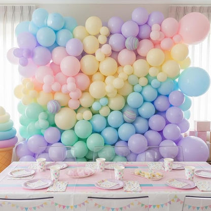 RUBFAC 135pcs Pastel Balloon Arch Kit, Macaron Rainbow Latex Balloon, Different - Image 4