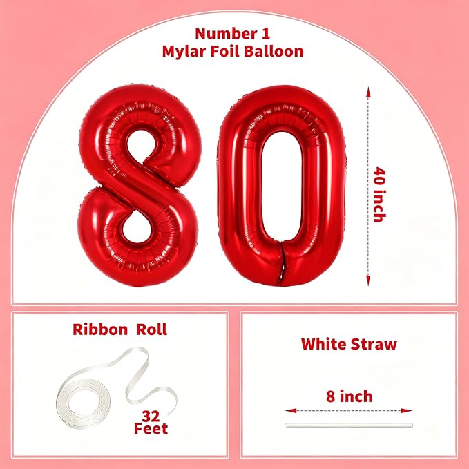 Number Balloons Red Party Balloon - Image 2