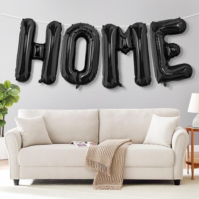 Black HOME Balloons, 40 Inch HOME Letter Balloons Home Balloon Banner - Image 6
