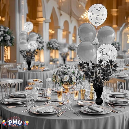 PMU 3 Pack Bursting Star Metallic Foil Spray Centerpiece- Metallic Black - Image 5