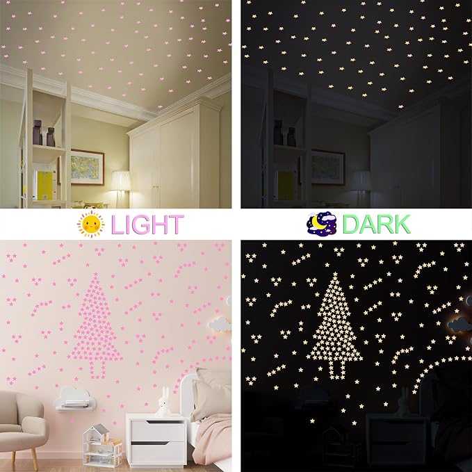 AM AMAONM 100pcs Glow in The Dark Luminous Stars Fluorescent Noctilucent - Image 5