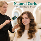 SUNBIRD Round Brush for Blow Drying - Wood Handle Professional Blowout Brush with Aluminium Ceramic Ionic Thermal Barrel for Smooth Hair, Volume & Heat Wave Curly Styling (Outer Diameter2.75Inch)