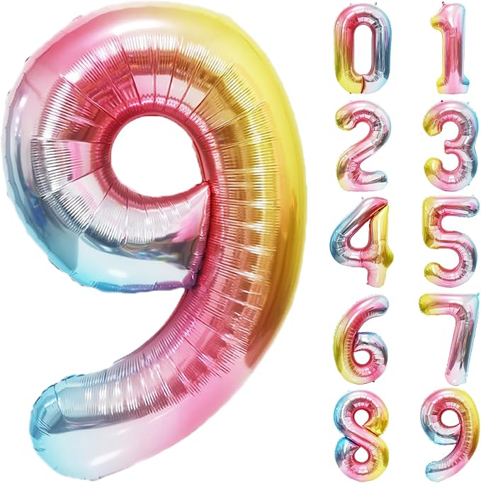 Rainbow Number Balloons Birthday Balloons by United-UnicornsParty