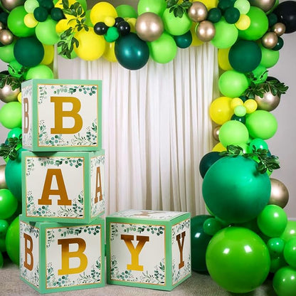 Voircoloria Baby Boxes with Letters, Sage Green, 4 Transparent Balloon Boxes | - Image 4