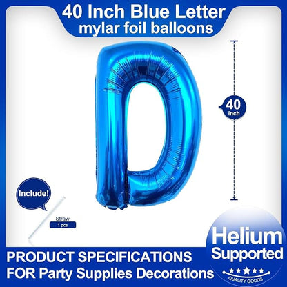 40 Inch Blue Letter D Balloons, DIY Phrase Foil Alphabet Letter D Balloons DIY - Image 2