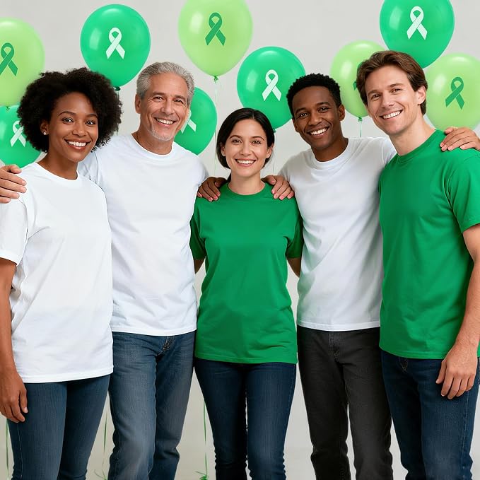 100 Pcs Mental Health Awareness Month Decorations, 12 Inch Green Ribbon Latex - Image 6