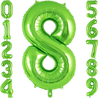 Green Number 8 Balloon 40 Inch, Big Large Foil Helium Number Balloons, Jumbo by AIQINHU