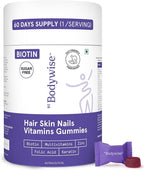 Bodywise Be Biotin Hair Growth Gummies for Women I Sugar Free I Hair Skin and Nails Vitamins I Biotin, Zinc, Folic Acid, Vitamin C, Keratin & Multivitamin I 100% Vegan, Gluten Free I 60 Day Pack