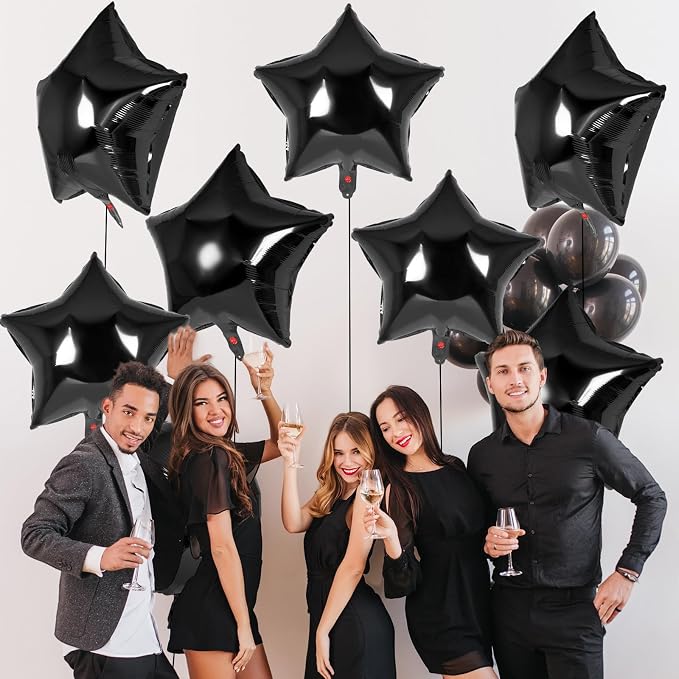 20 Pcs Star Balloons, 18 Inch Black Star Foil Balloons, Stars Shaped Balloon - Image 7
