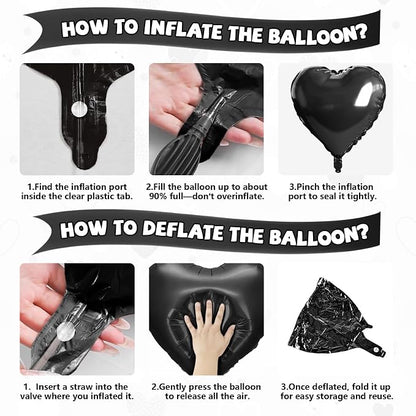Black Silver Heart Balloons - Image 7