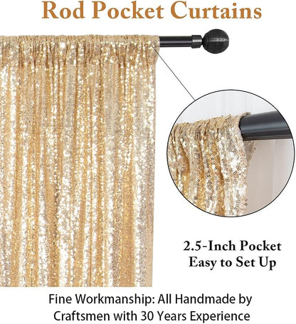 ShinyBeauty Sequin Backdrop 7ftx7ft Light Gold | Sparkle Drapes - Image 3
