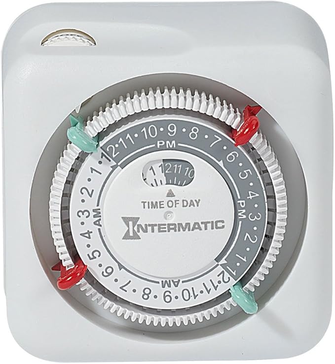 Intermatic TN111K 15-Amp Indoor Timer - Versatile 24-Hour Control - Easy Manual Override and Single 2-Prong Design (1 Pack)