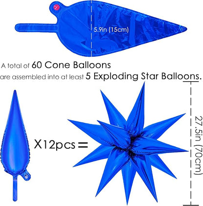 ZAKVOOR 60 Pcs Star Balloons 12 Spike Foil Explosion Party Decoration Balloons - Image 2