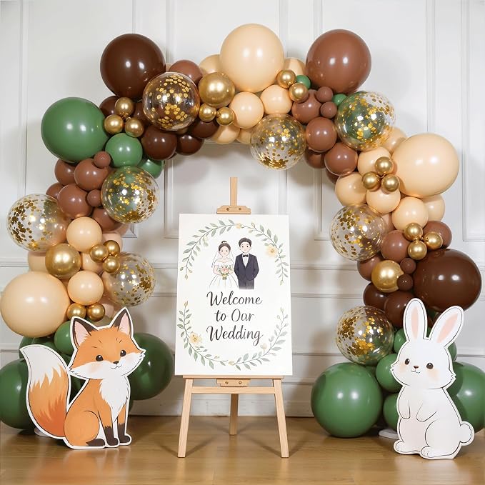 Sage Green Brown Gold Confetti Balloons Arch Kit, Party Decor. | Sage green - Image 6