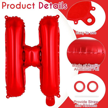26 Pcs Red Letter Balloons, 16 Inch Foil Alphabet Letter Balloons, Letter A-Z - Image 5