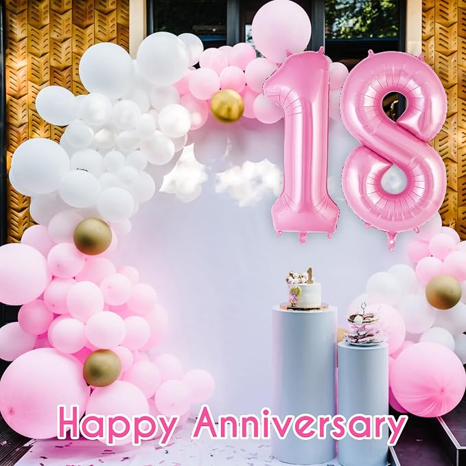 Pink Number 18 Balloon, 40 Inch Big Large Foil Helium Number Balloons, Giant - Image 6