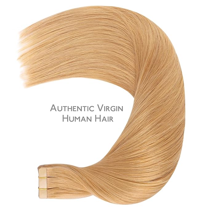 WENNALIFE Tape in Hair Extensions Human Hair, 20pcs 50g 16 inch Strawberry Blonde Remy Hair Extensions Straight Human Hair Tape in Extensions Skin Weft Tape Extensions Human Hair