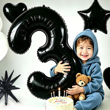 TONIFUL 4th Birthday Balloons Kit 40 Inch Black Large Number 4 Foil Balloon | - Image 4