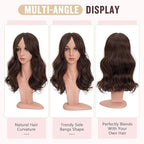 Hairro 18 Inch Long Hair Toppers Wavy with Side Bangs for Women, Clips In Synthetic Hairpieces Capless, for Adding Volume/Birthday/Party/Halloween/Cosplay Dress Up, Dark Brown