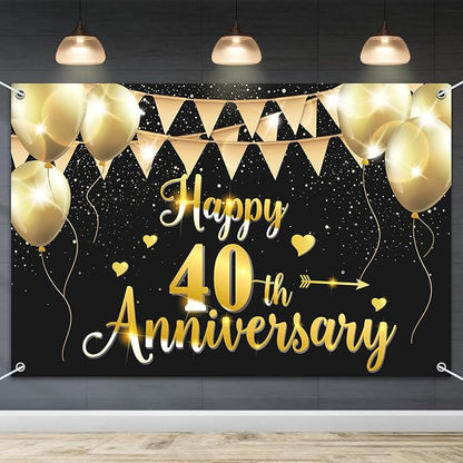 HAMIGAR 6x4ft Happy 40th Anniversary Banner Backdrop by HAMIGAR