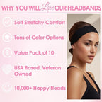 Styla Hair Headbands for Women Stretch Fashion Head Bands 10 Pack Non-Slip Head Wraps Great for Spa, Sports, Yoga, Pilates, Running, Gym Headband, Workouts (Earth Tones)