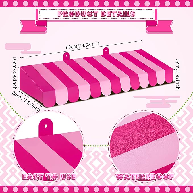 Boao 4 Pack Circus Awning Decoration 3D Stripe Cardboard Awning Carnival Wall - Image 2