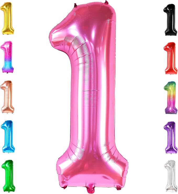 KatchOn Number 1 Balloon, Hot Pink Foil Mylar by KatchOn