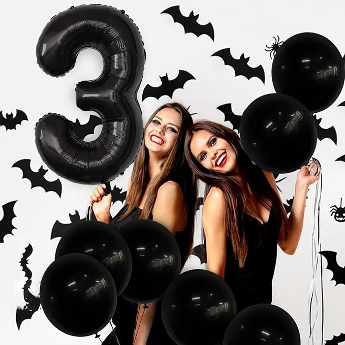 Number Balloons Black Party Balloon - Image 5