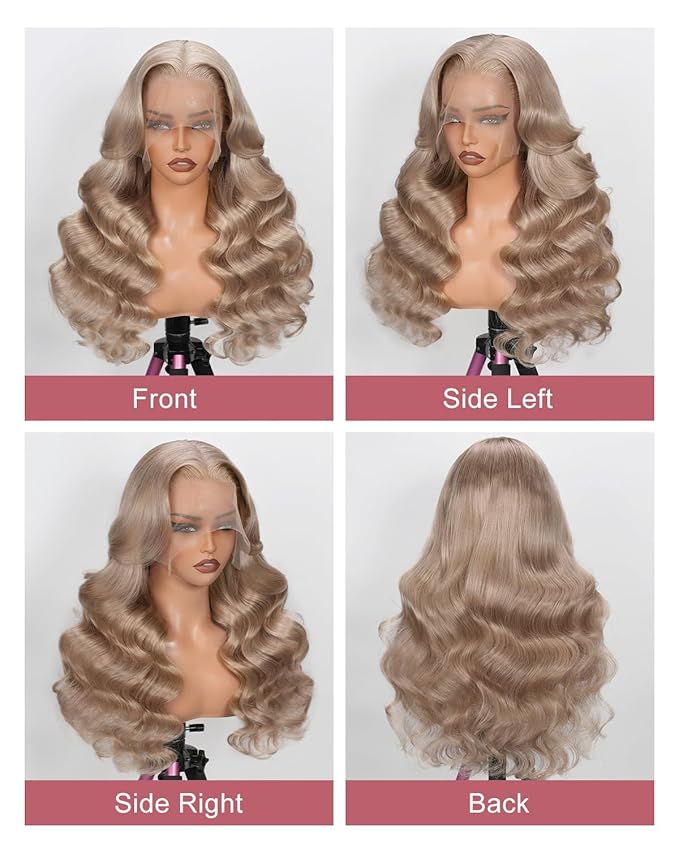 Alididi Ash Blonde Wig Human Hair 180% Density Milk Tea Ash Blonde Wig 13x6 Body Wave Hd Thin Lace Front Wigs Human Hair Full And Thicker Pre Plucked Pre Cut Natural Hairline With Baby Hair 22 inch