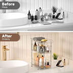 2Set 3 Tier Clear Bathroom Organizer with Dividers, Pull-Out Pantry Organization and Storage, Multi-Purpose Under Sink Organizers and Storage, Vanity Skincare Cosmetic Closet Organizer Medicine Bins