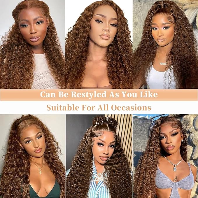 250% Density SKINLIKE Real HD Lace Wig, 13x6 Full Frontal 0.10mm Ultra-thin HD Lace Front Wigs Human Hair Pre-Plucked Bleached Knots Invisible Lace Chocolate Brown Deep Wave Human Hair Wigs 24 Inch