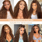 250% Density SKINLIKE Real HD Lace Wig, 13x6 Full Frontal 0.10mm Ultra-thin HD Lace Front Wigs Human Hair Pre-Plucked Bleached Knots Invisible Lace Chocolate Brown Deep Wave Human Hair Wigs 24 Inch