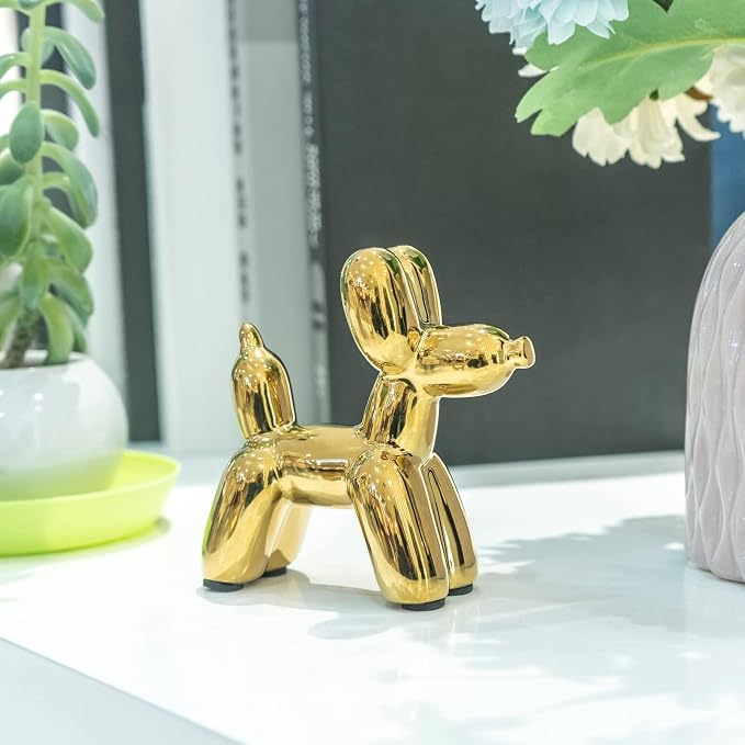 Notakia Cute Ceramics Balloon Dog Statue Crafts Gold Living Room Desktop - Image 8
