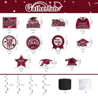 Maroon Themed 2026 Graduation Decorations Set - Image 3