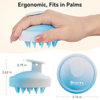HEETA Scalp Massager Hair Growth, Soft Silicone Scalp Scrubber Shampoo Brush for Exfoliation, Dandruff Removal Head Massage Stress Relax, Wet & Dry Use for Thick Thin Curly Hair Care, Gradient Blue