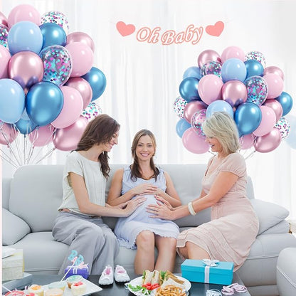 61pcs Pink and Blue Balloons, 12 Inch Macaron and Metallic Blue Pink Latex - Image 6