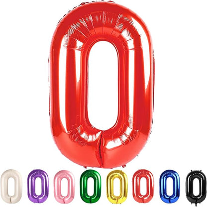 Big Number 0 Balloons Red Birthday Party Decorations by Mluchee