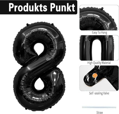 Black Number Balloons 18 Balloon Numbers 18th Number Balloon Foil Mylar Party - Image 3