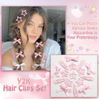 24Pcs Pink Mini Bow Hair Clips Y2K Star Snap Hair Barrettes Water Drop No Slip Hair Clips for Women Small Hair Bows Cute Bowknot Star Hair Pins Accessories for Girls