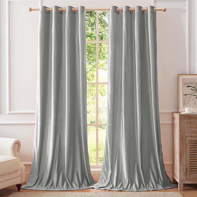 BULBUL Velvet Light Blue Blackout Curtains 63 inch - Image 6