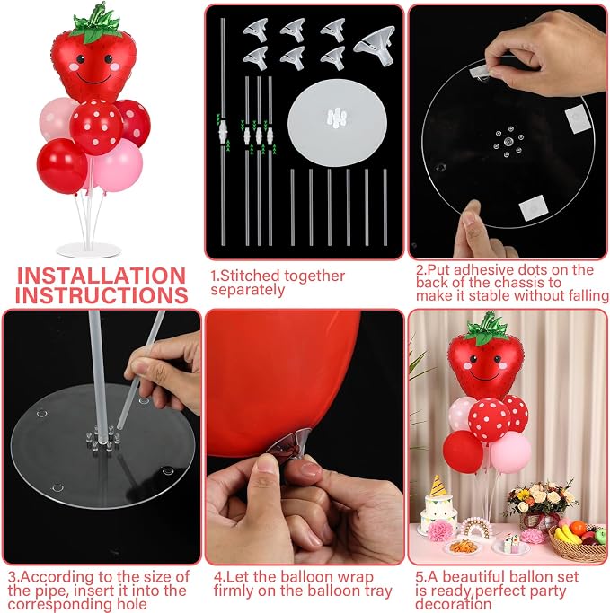 4 Sets Strawberry Party Balloon Stand Kits - Image 3