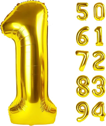 Gold 1 Balloon - Number Balloon 40 Inch, 1st Gold Birthday Decorations | Giant by IWERP