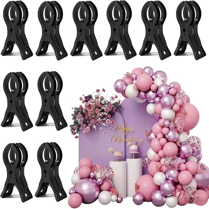 10 Pack Black Balloon Arch Clips, 3 1/2 x 1 x 1 4/5 Inch balloon arch clamps by KEXINGTUO