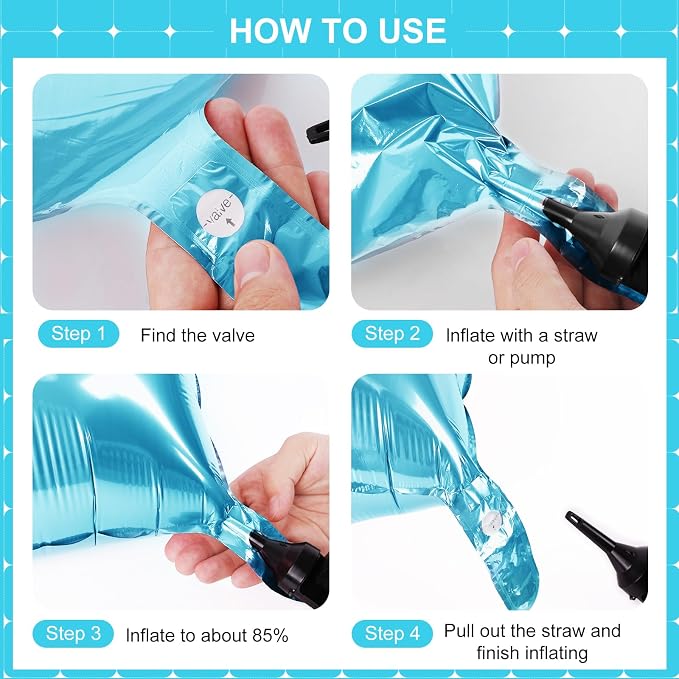 Light Blue Square Foil Balloons 25 Pcs Metallic Light Blue Balloons Wall - Image 2