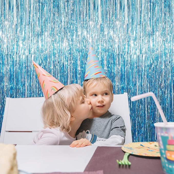 GOER 3.2 ft x 9.8 ft Metallic Tinsel Foil Fringe Curtains Party Photo Backdrop - Image 4